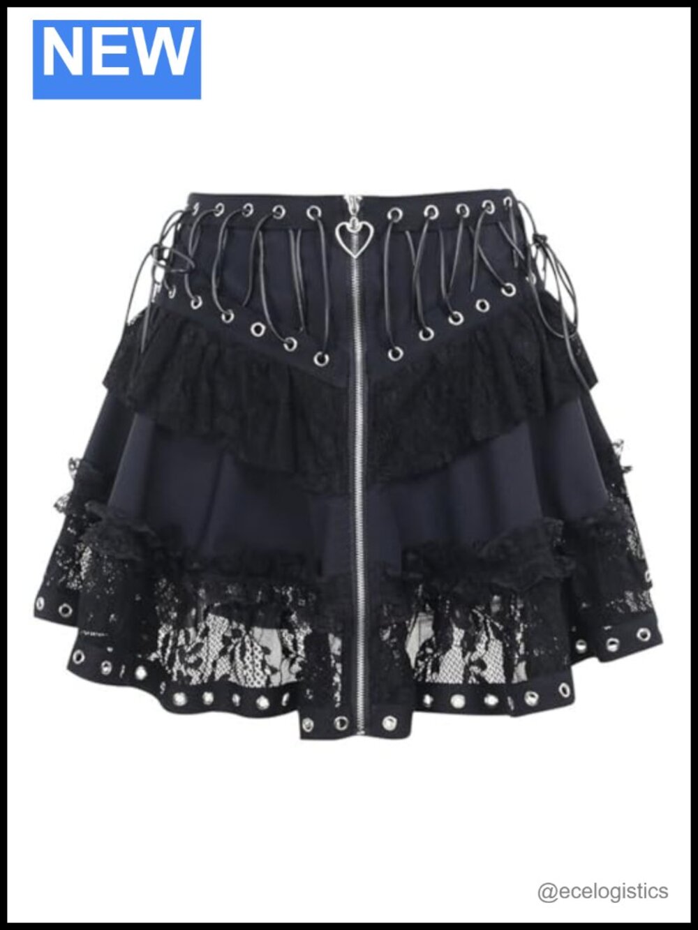 Gothic Lace Mini Skirt Layered Mesh Tulle High Waist A-Line Women